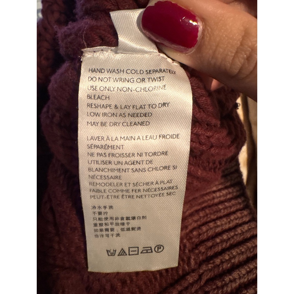 FREE PEOPLE | Sweetheart Mock Neck Sweater Women S Garnet Chunky Knit Boho Cozy - Picture 4 of 6